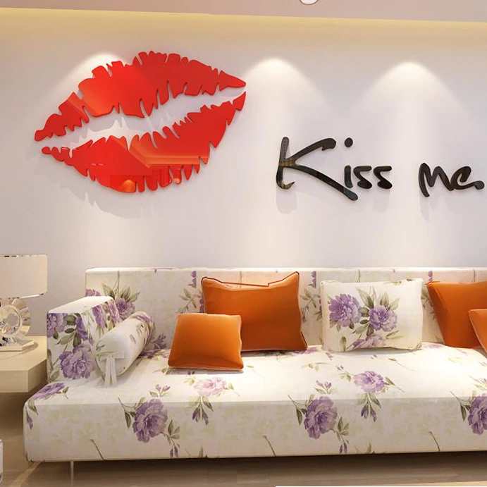 

3D acrylic crystal solid wall stickers big mouth sitting room sofa bedroom TV setting wall DIY decoration