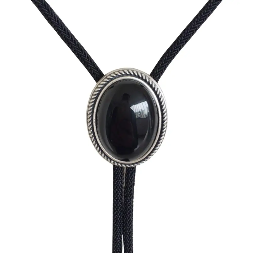 New JEAN'S FRIEND Original Nature Black Obsidian Stone Oval Wedding Bolo Tie Necklace BOLOTIE-069 | Аксессуары для одежды