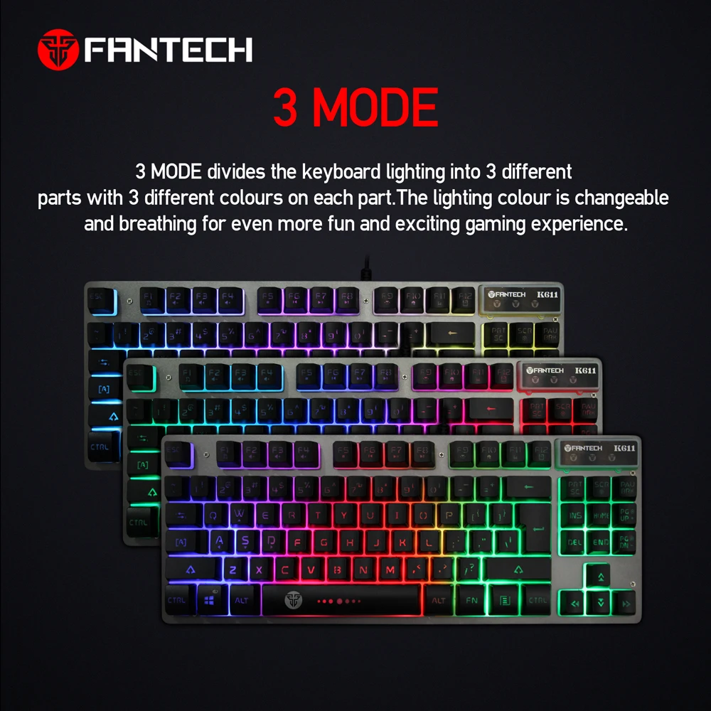 Fantech K611 игровая клавиатура USB Проводная компьютерная Офисная Клавиатура RGB