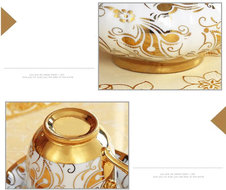 Роскошный Винтажный Золотой керамический кофейник 1000 мл чайный сервиз молочный