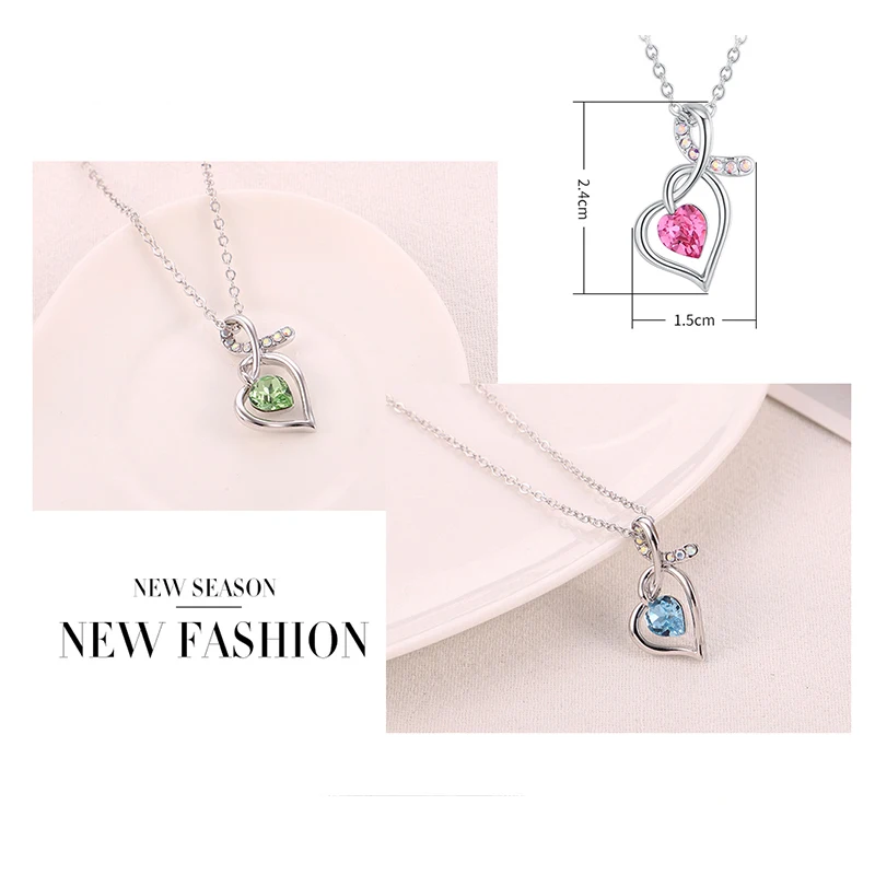 2019 перегородка Стразы пять цветов сердце любовь цепи ожерелья и подвески