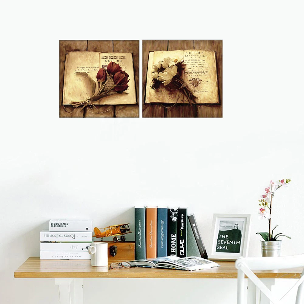 2 шт. настенные картины с изображением цветов в винтажном стиле|picture for living room|wall