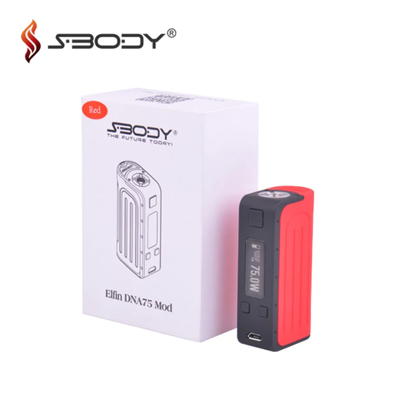 Оригинальный Sbody Elfin DNA75 мод 75 Вт TC Vaping Box с чипсетом Evolv Встроенный 1800 мАч Temp control 18650