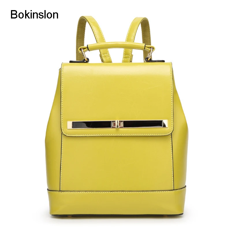 Bokinslon Women's Backpack Fashion Cow Split Leather Girl School Casual All-Match College Wind Bag For | Багаж и сумки