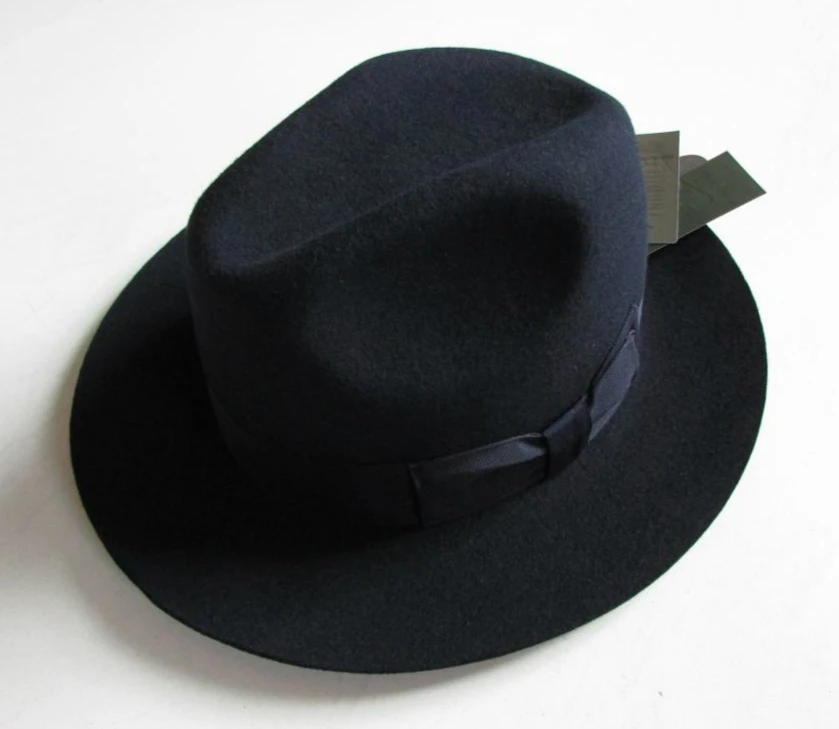 crushat шерсть из Австралии Fedora мода унисекс черный Хомбург Панама джазовая, шляпа для мужчин Панама Fedora Черные Шляпы B-1540