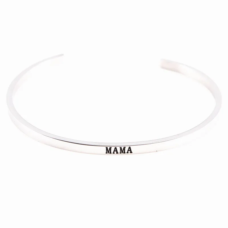 Newest Quotes Mantra Bracelets Stainless Steel Open Cuff C Shaped Bangle Women Female Bar Party Jewelry Gift Fashion Bracelet | Украшения и
