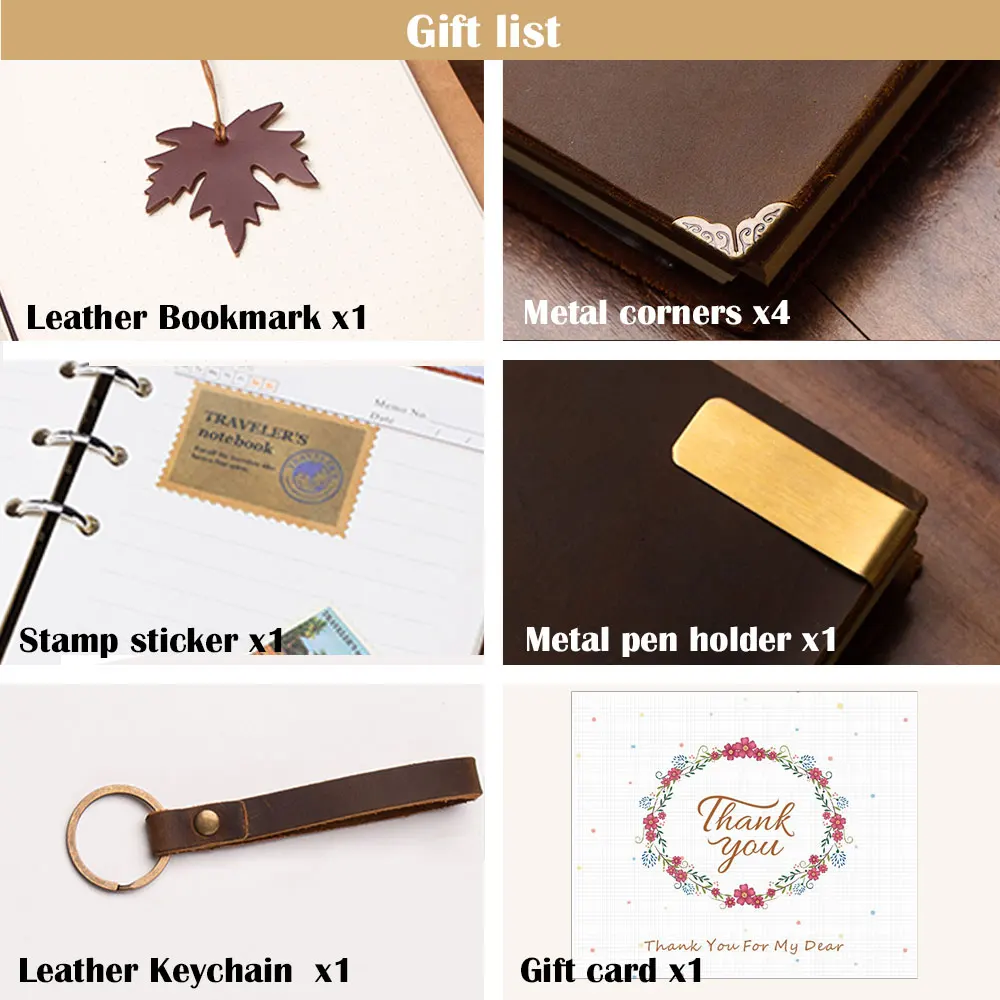 

Junetree handmade Traveler's Note Book notebook black Genuine Leather Cowhide leather diary vintage