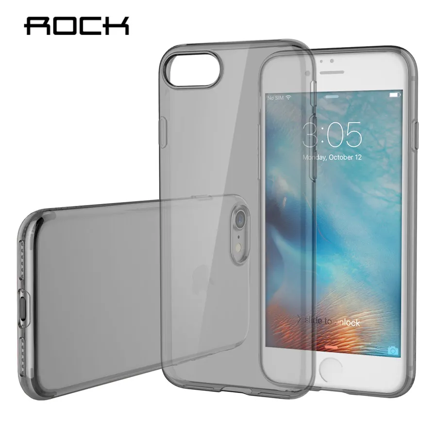 Чехол для iPhone 7 8 мягкий силиконовый чехол ROCK из ТПУ plus Прозрачная черная и Золотая