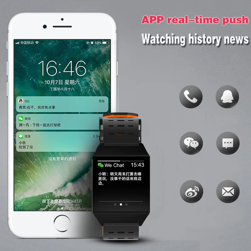 Wearpai W1C квадратные часы светодиодный сенсорный экран для сердечного ритма мониторинг кровяного давления Шагомер фитнес часы водонепроницаемый для спорта