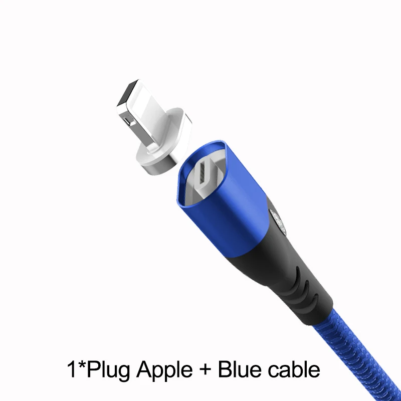 Blue For Apple IONCT 3A Быстрая зарядка Магнитный кабель для передачи данных для iPhone samsung Android Шнур кабель провода телефонной магнитное зарядное устройство Тип C Micro USB кабель для передачи данных - Цвет: Blue For Apple