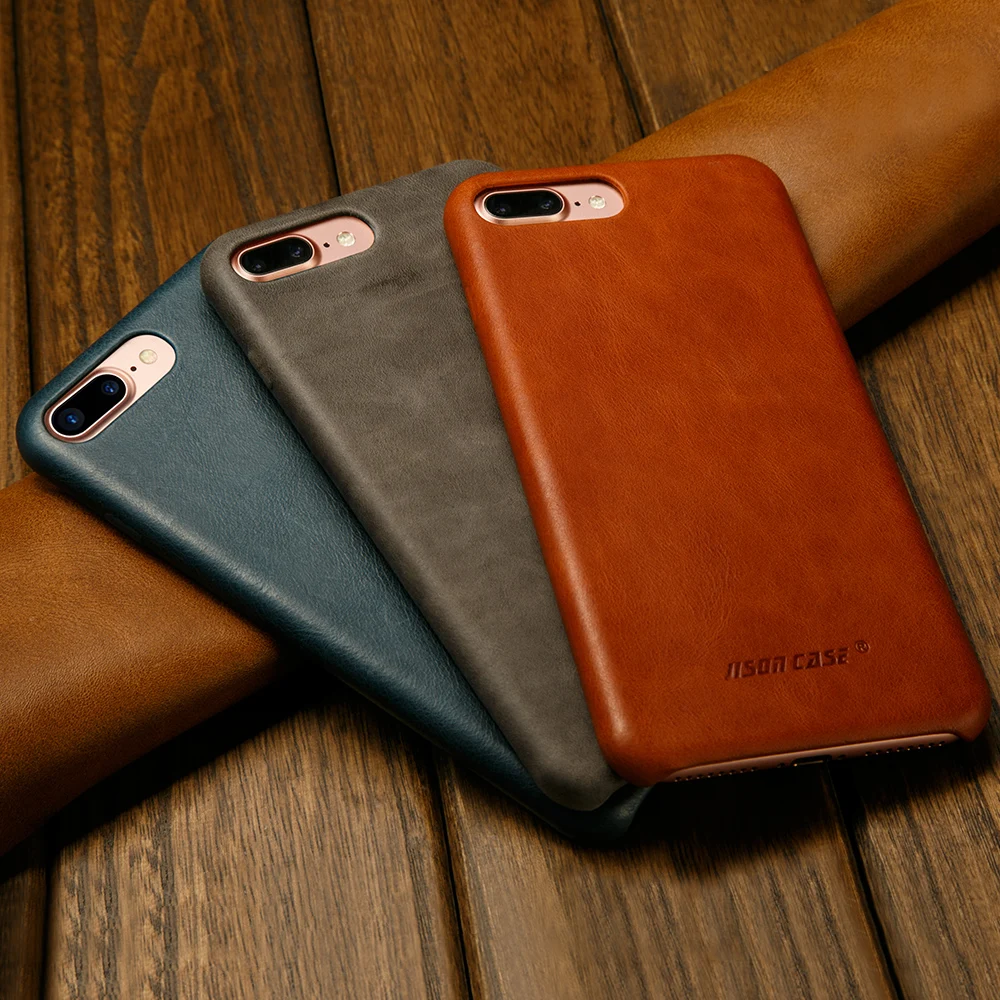 Genuine Leather Phone Case for iPhone 7 8 X Cover Jisoncase Slim Hard Back plus 5.5 |
