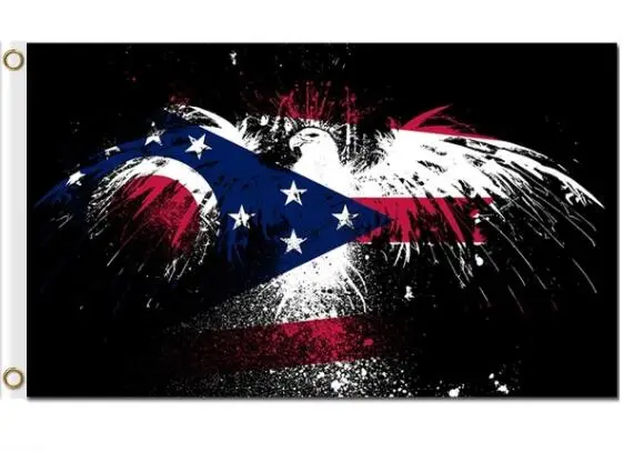 

Ohio state flags with bird style US flags 3x5foot