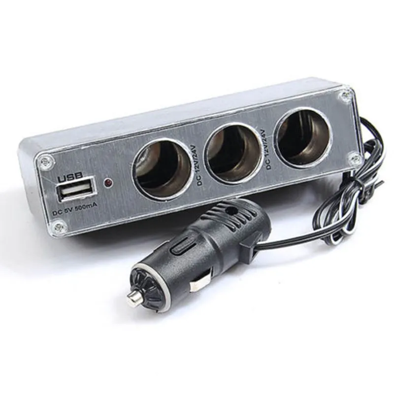 EE support DC 12V Car Cigarette Lighter Socket Splitter USB Charger Power Adapter 3Way Car-styling XY01 |