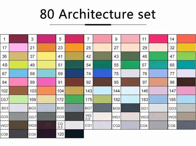 80 architecture set TOUCHNEW 30/40/60/80 Цвета маркер для рисования на спиртовой основе Маркеры Набор ручек для рисования манга двойной головой художественный эскиз маркер ручки для дизайна - Цвет: 80 architecture set