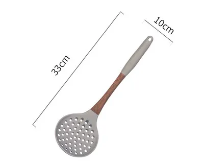 colander Термостойкие силиконовые кулинарные инструменты с деревянной ручкой антипригарные кустарники ложки лапши ложки Креативные кухонные наборы посуды - Цвет: colander