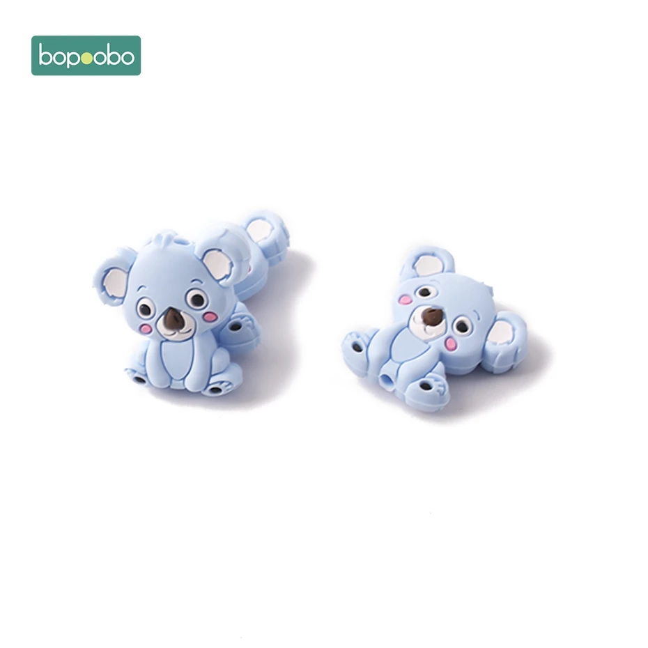 Blue Koala Bopobo, 3 шт., силиконовый мини Прорезыватель коала, Силиконовые Прорезыватели для зубов, бусины, силиконовые жемчужины, подарки для кормления, силиконовые грызуны, Детские Прорезыватели - Цвет: Blue Koala
