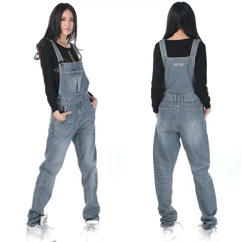 Free Shipping Jeans Fashion Loose Plus Size XS-5XL Pants For Women High Quality Overalls Jumpsuit And Rompers Denim Trousers