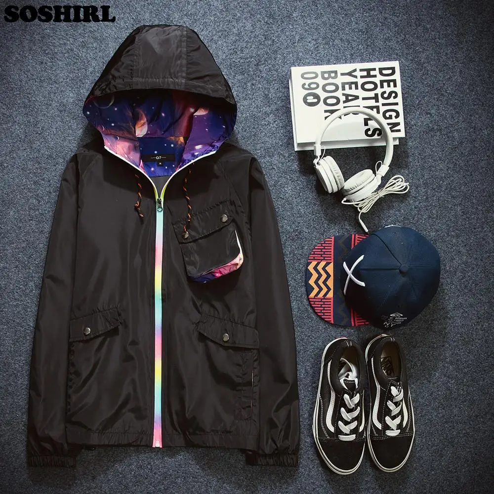 SOSHIRL 2017 пальто с галактикой Мужская модная верхняя одежда брендовая Harajuku