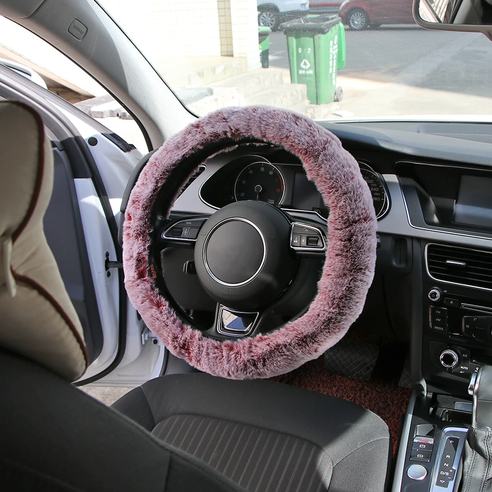 AOZBZ зимний супер мягкий плюшевый чехол рулевого колеса автомобиля теплый руль