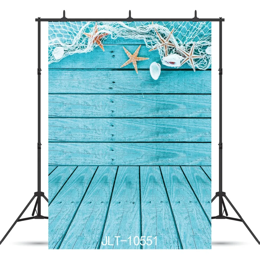 

Vintage Blue Board Starfish Vinyl Photographic Background For Wedding Portrait Children Baby Shower New Born Backdrop Photocall