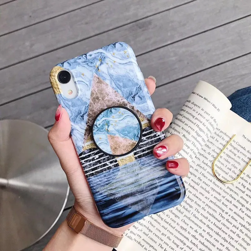 Marble Folding Bracket Case for Iphone X S XR MAX Cases IPhone 7 8 6 6s Plus 8plus 7plus Phone Back Cover Coque Capa |