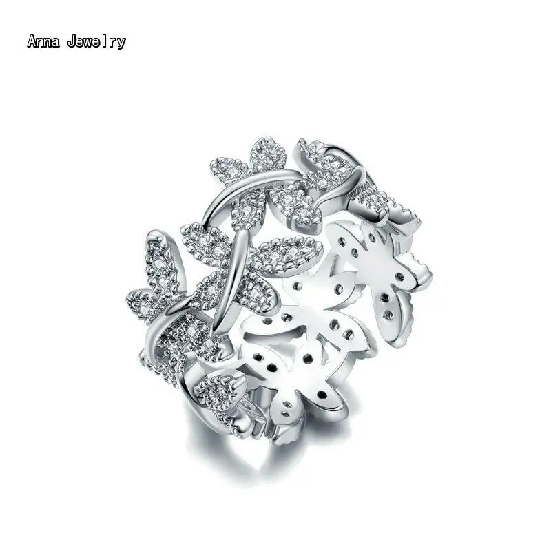 Новое Элегантное дизайнерское кольцо в форме бабочки из нержавеющей стали с