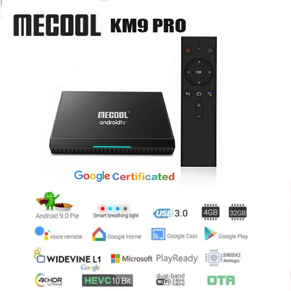 4G 32G Android tv 9,0 Сертифицированный Google MECOOL KM9 PRO 4 ГБ 32 ГБ Android 9,0 ТВ приставка Amlogic S905X2 4K Voice 2,4G 5G Dual Wifi BT4.0 KM9A tv - Цвет: 4G 32G