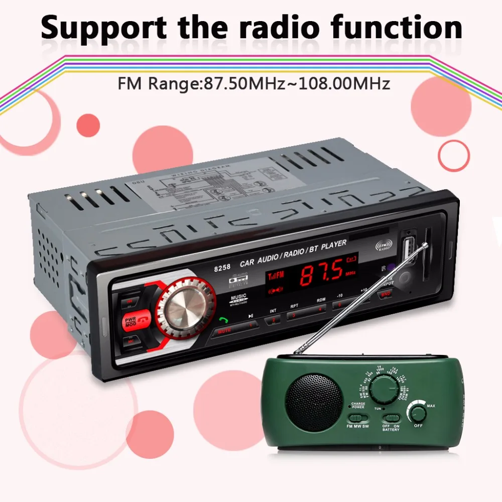 AZGIANT 12V 1DIN автомобильный Радио плеер Bluetooth медиаприемник MP3 FM радио USB SD MMC порт AUX в