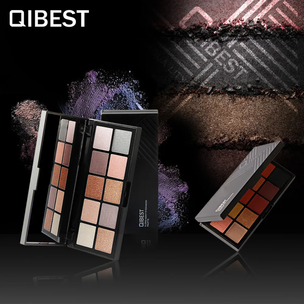 QIBEST Brand 10 Colors Matte Eye Shimmer Shadow Palette Gold Glitter highligh Eyeshadow Nude Makeup set Waterproof Lasting |
