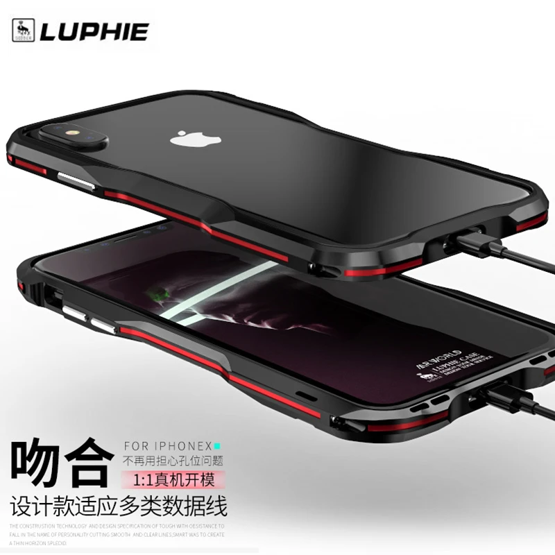 Luphie Крышка корпуса ля iPhone X роскошный алюминиевый бампер металлическая рамка