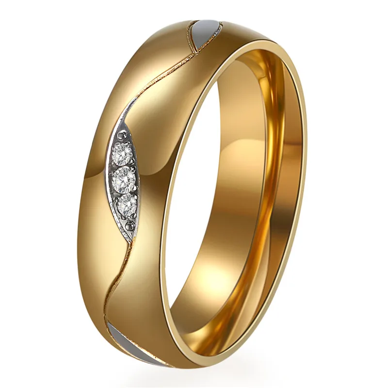 Boniskiss Wedding Ring For Women/Men Gold Color Love Engagement Couple Stainless Steel Lovers Jewelry New Anniversary Gift | Украшения и