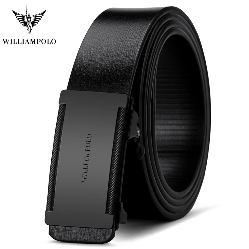 WILLIAMPOLO  Cowhide Belt Man new Fashion Leather men Designer Luxury Brand High quality Automatic buckle men Belts for men