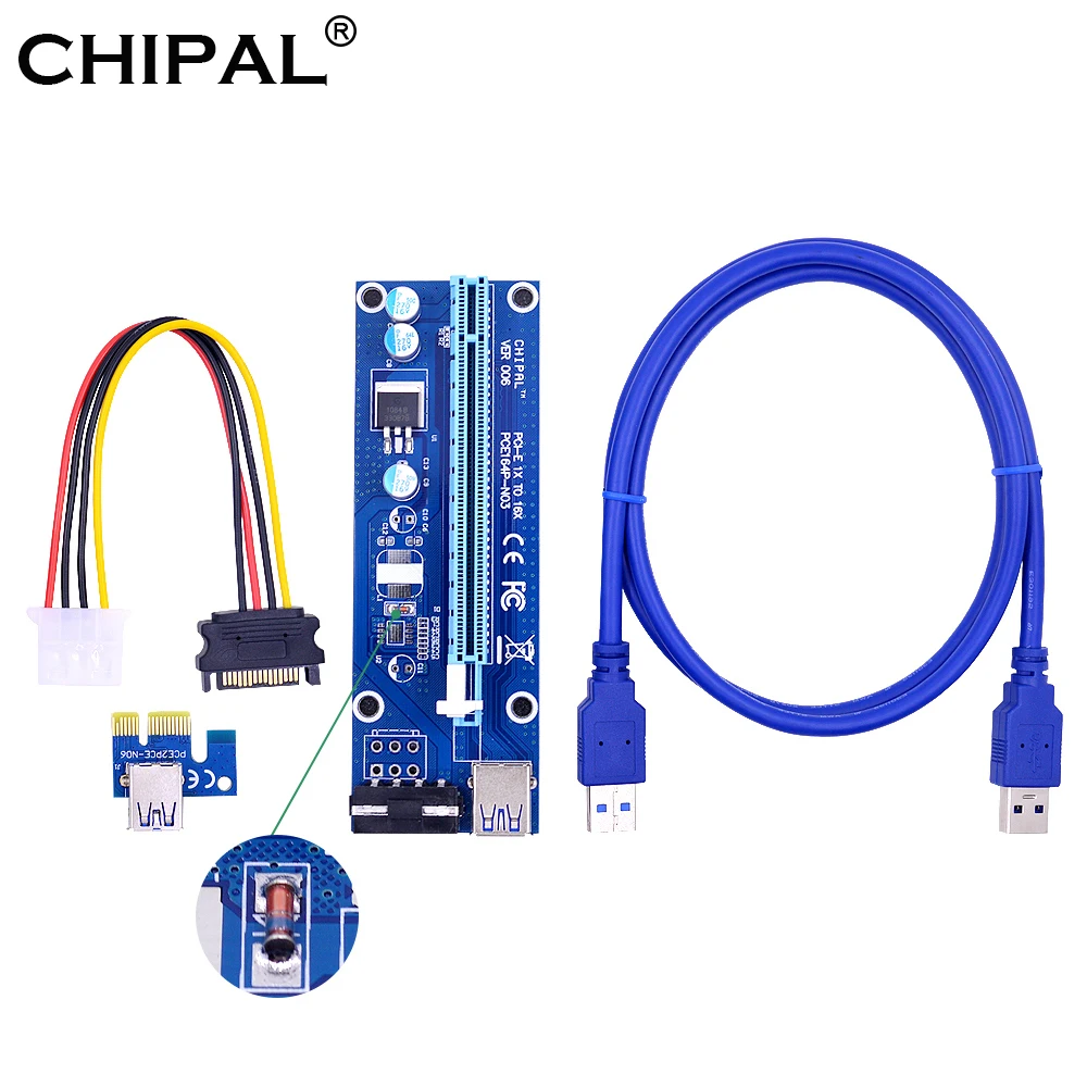 Чипальный регулятор трубки 1 м VER006 PCI E Riser Card 1x к 16x удлинитель с кабелем USB 3 0 Шнур