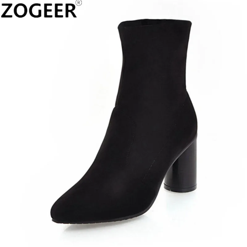 Женские ботинки носки с острым носком на Высоком толстом каблуке|fashion boots|fashion women