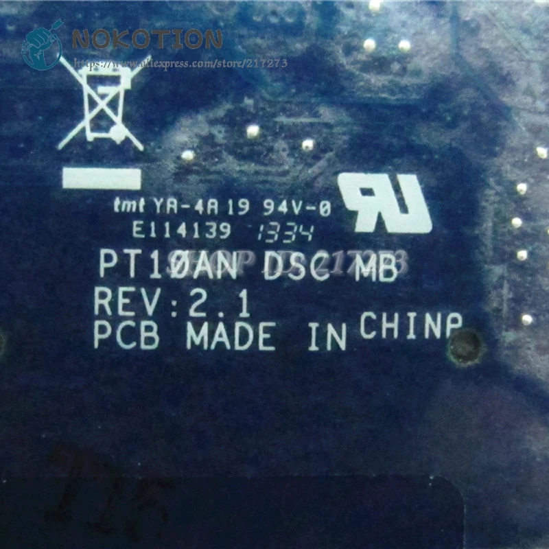 Материнская плата NOKOTION для ноутбука Toshiba Satellite C50D C55D материнская H000062040 PT10AN DSC