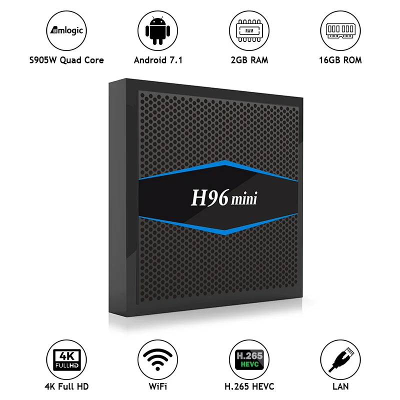 Оригинальный XGODY H96 Мини Bluetooth 4 0 Smart TV Box Android 7 1 Nougat Amlogic S905W четырехъядерный 2G + 16G 4K HD