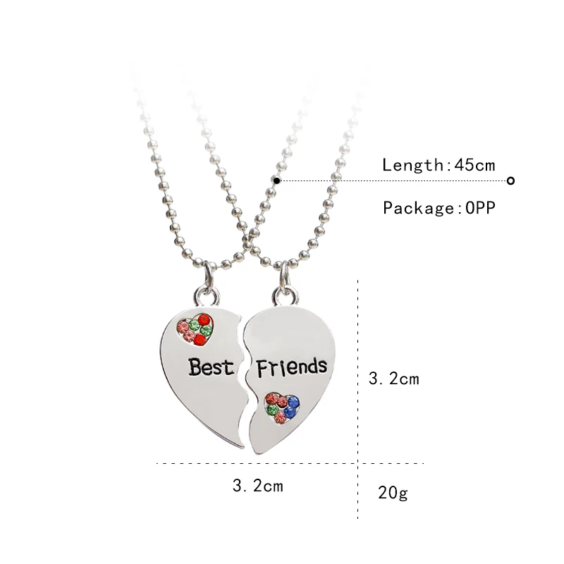 Карамельный цвет ожерелье BFF для 2 3 4 лучшие друзья сердце сломанные ожерелья обувь цветок радуга звезда Луна корона ожерелье подарок крылья
