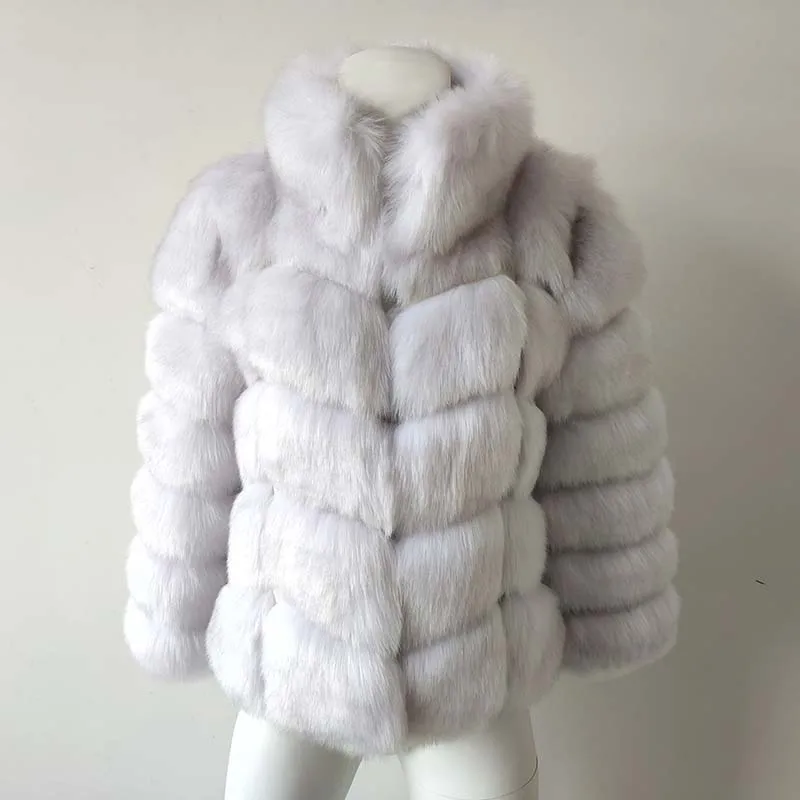 white faux fur coat Женская Шуба из искусственного лисьего меха размера плюс XXXL,, зимняя модная верхняя одежда, утолщенная теплая шуба из искусственного меха, пальто для женщин - Цвет: white faux fur coat