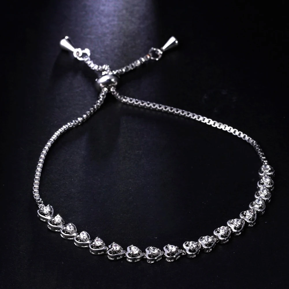 DC1989 Banquet party gift Rhodium and Gold plated Heart shape Synthetic Cubic Zirconia Copper Bracelet for women SB06060-F