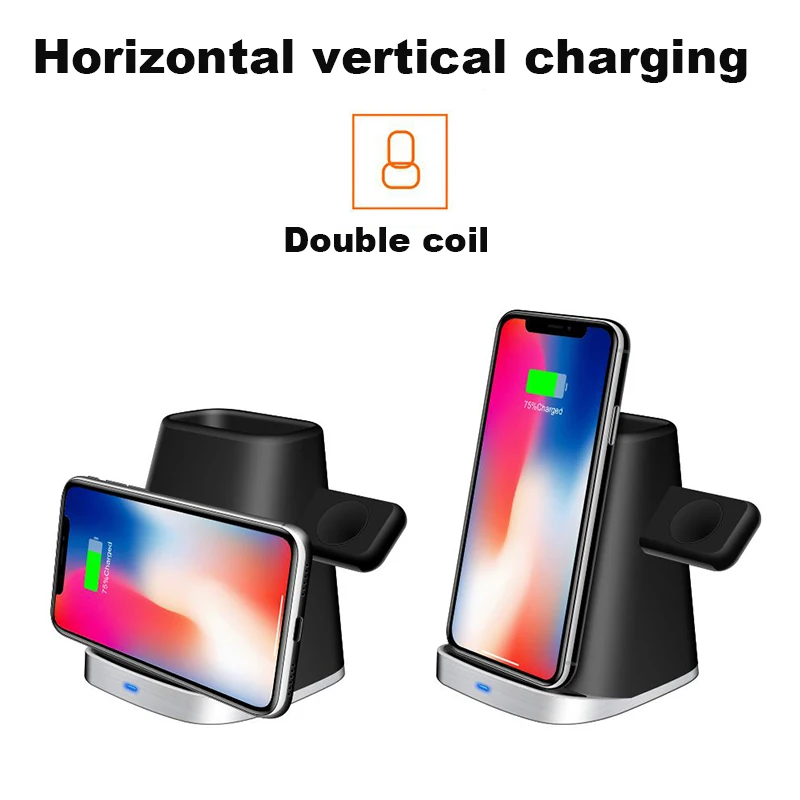 3 в 1 QI Быстрая Зарядка Qi Беспроводное зарядное устройство для iPhone Samung Беспроводная зарядка крепление док-станция подставка держатель для Apple Watch Airpod
