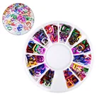 ELECOOL 1 колесо 12 ячеек буквенный дизайн украшения для ногтей красочный пигмент с чехлом инструмент для маникюра украшение для ногтей