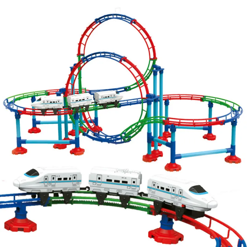 Electric Three-dimensional Children Puzzle Assembling Track Car With Light Educational Racing Tracks Toy For Kids Gift |