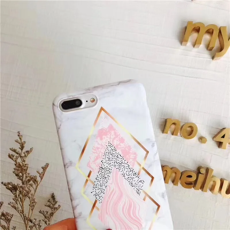 QJW белый Геометрия сращивания Мрамор чехол для телефона iPhone 7 6 6S 8 Plus X XS Max XR