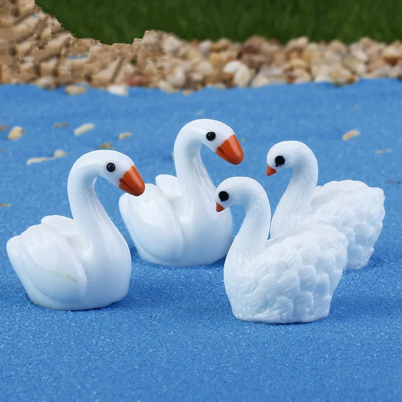 10 шт Мини украшения в форме лебедя миниатюрная фигурка горшка для сада фей