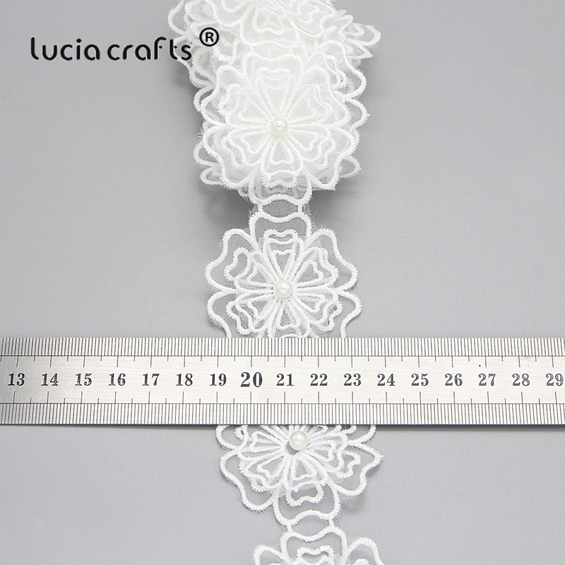 Lucia crafts, 1 ярд/партия, много вариантов, Белая Кружевная повязка на голову с вышивкой, бант для волос, подарочная упаковка, аксессуары ручной работы R0707
