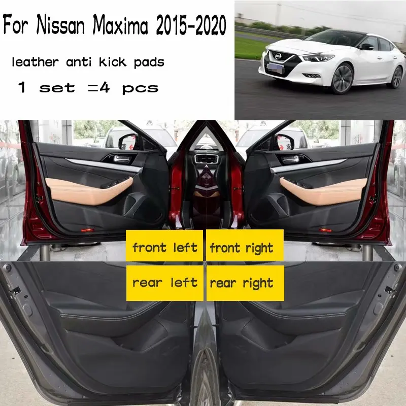 Кожаный коврик для автомобиля 4 шт. антипригарный дверей Nissan Maxima 2015 2016 2017 2018 2019