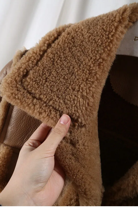 OFTBUY 2019 роскошная весенне-зимняя женская куртка Натуральная шерсть овчина кожа