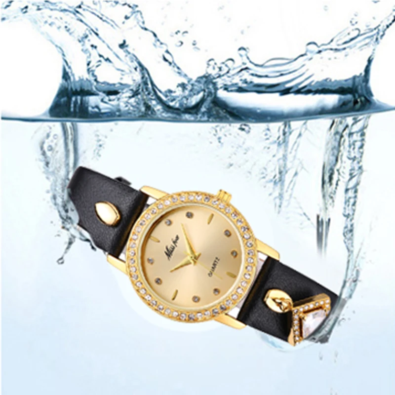 Montre Femme Missfox зеленые женские золотые часы Изысканный Женская кожаная обувь часы Водонепроницаемый квадратный драгоценный кулон часы xfcs часов