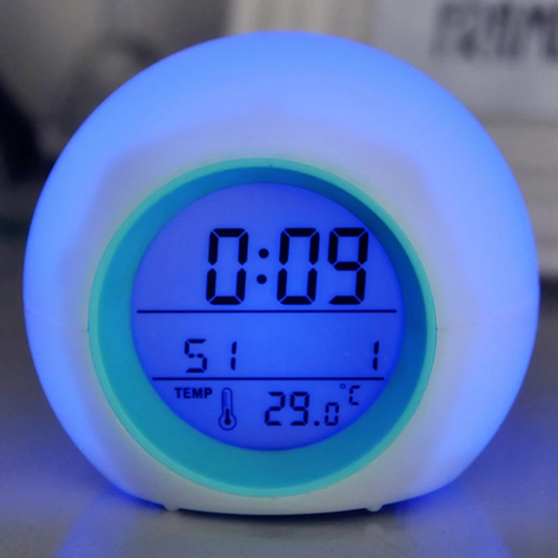 Digital Single Face Wake Up Light Watch Electronic Table LED Alarm Clock Color Changing Snooze Function Plastic Modern | Дом и сад
