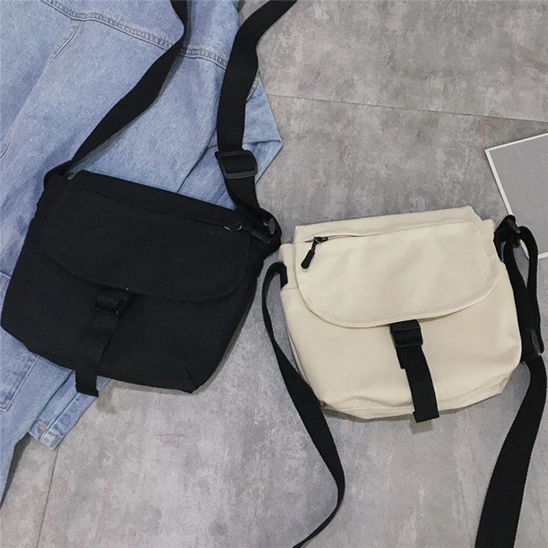 

Literary Women Shoulder Bag Corduroy Canvas Bag Simple Fashion One Shoulder Buckle Messenger Bag Solid Color Girls Crossbody Bag
